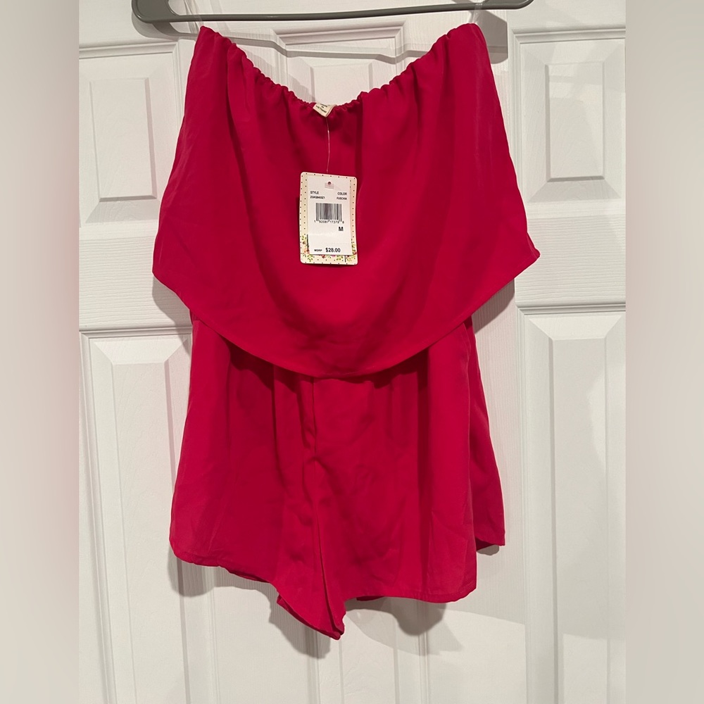 Cute Bebop Hot Pink Strapless Romper